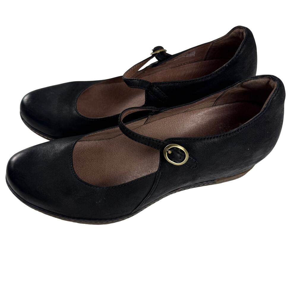 Dansko Black Leather Mary Jane Wedge Shoes Comfortable Casual Size 39 (8.5-9) - Picture 15 of 16